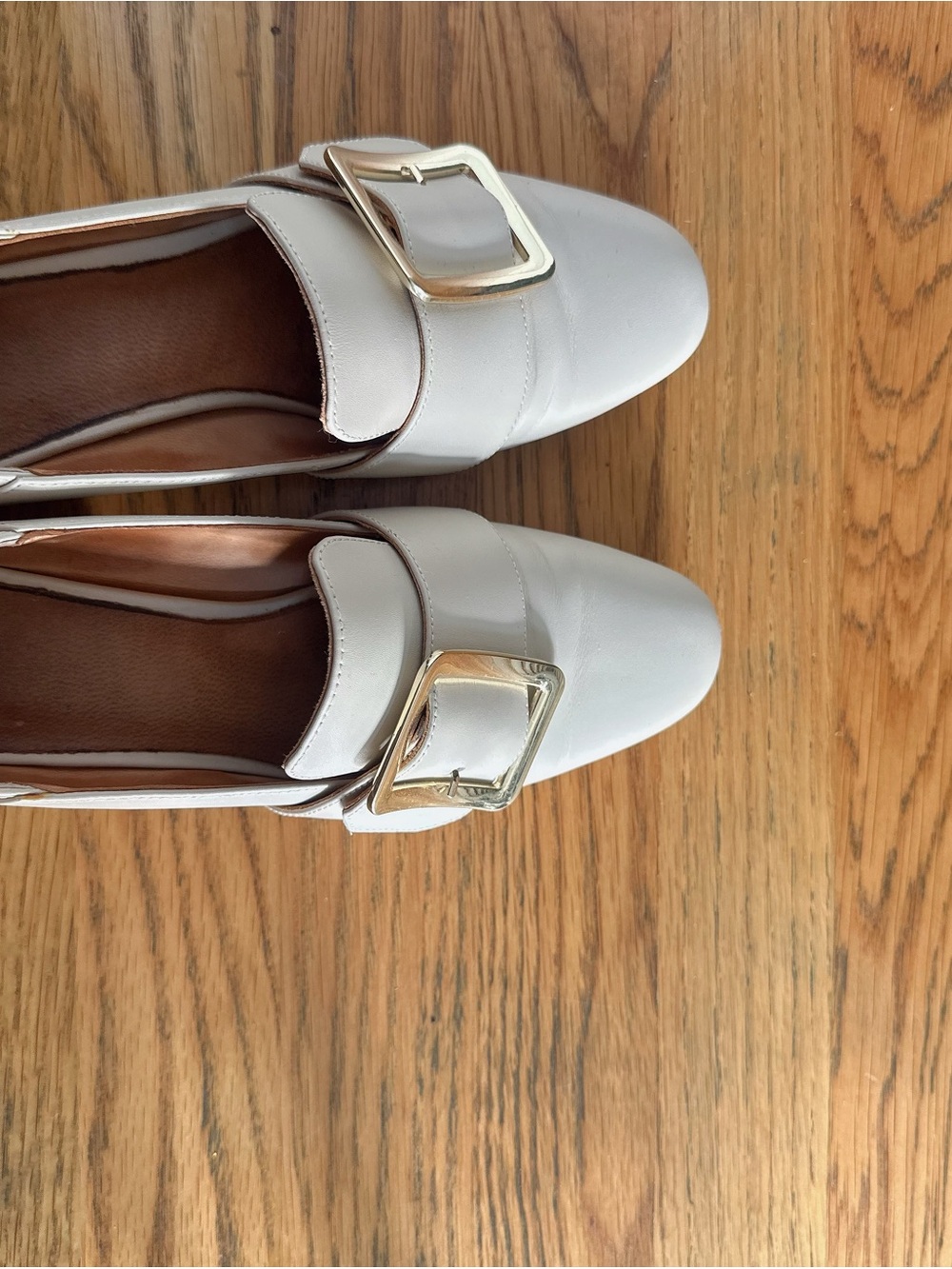 3.5 cm white high-heeled loafers